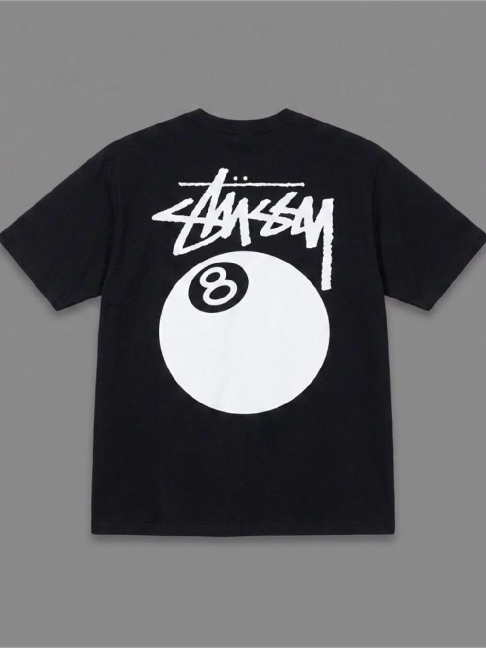 Stussy Black Tee with White 8-Ball Graphic